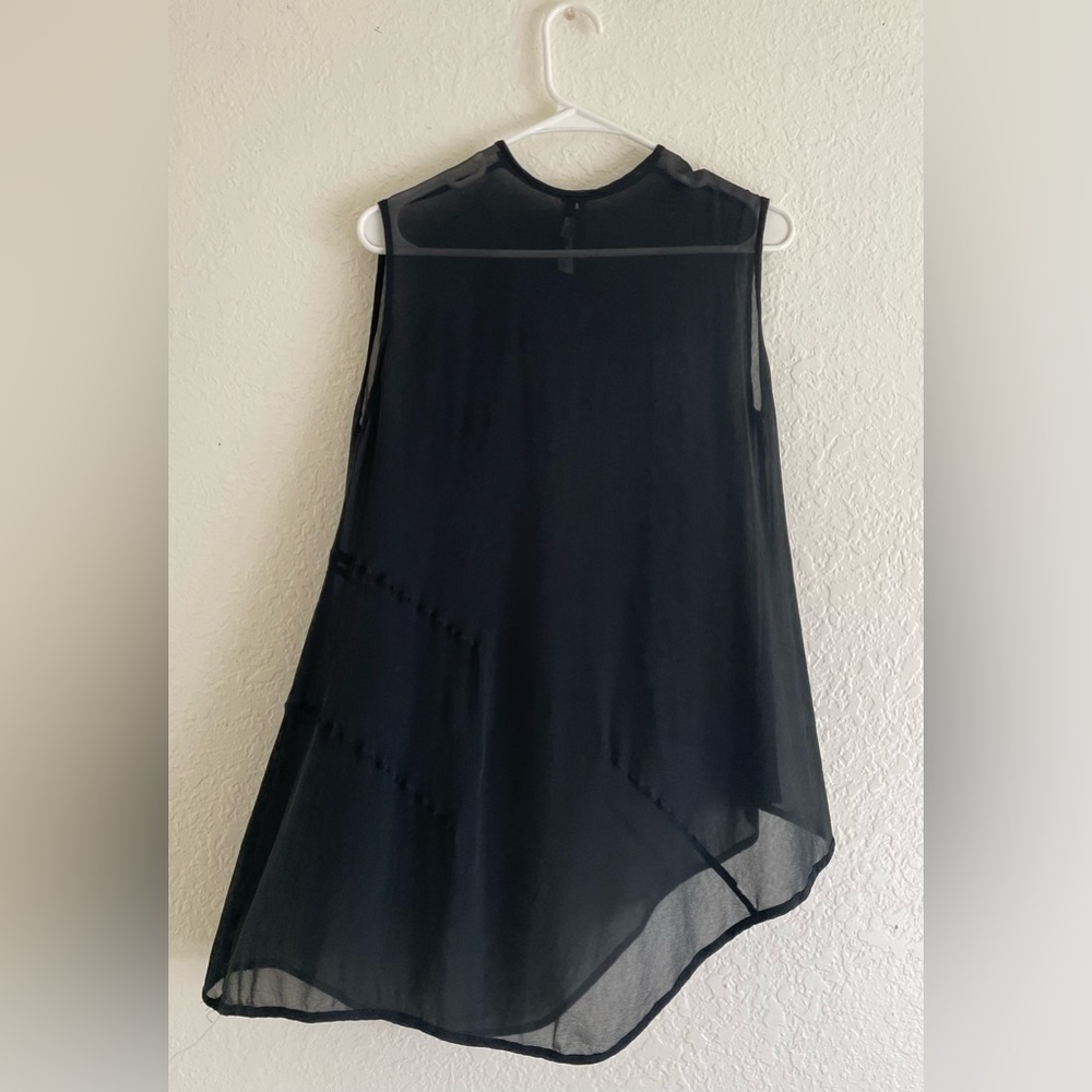 Sheer Black Top with Asymmetrical Hem